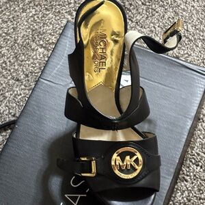 Michael Kors Black and Gold Women's Sandals